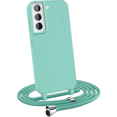 Abbildung von MyGadget Handykette für Samsung Galaxy S21 FE [ Hülle mit verstellbaren Band ] TPU Handyhülle Handyband zum Umhängen Kordel Schnur Case Schutzhülle Mint