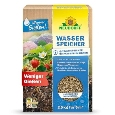 Abbildung von Neudorff Wasserspeicher Natürlicher Langzeitspeicher spart bis zu 35% mehr Wasser für reiche Ernte und Blüte. Reduziert Trockenstress, 2,5 kg, Braun