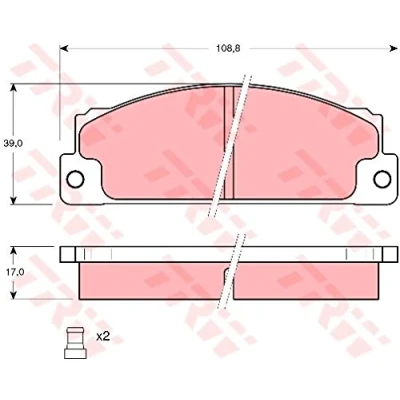 Abbildung von TRW GDB296 Bremsbelagsatz inkl. Verschleißwarnkontakt FIAT: X 1/9, 127 Schrägheck, 131 Limousine