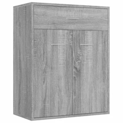 Abbildung von vidaXL Sideboard, Kommode mit viel Stauraum, Schrank 1 Schublade 2 Türen, Mehrzweckschrank Anrichte für Wohnzimmer, Modern, Grau Sonoma 60x30x75cm Holzwerkstoff