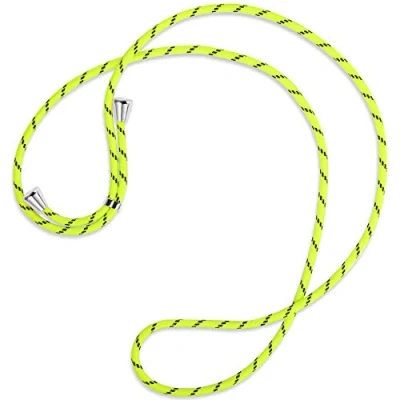 Abbildung von mtb more energy® Ersatz Band für Handykette Neon Gelb gestreift inklusive Endkappen (Silber) hochwertige Austausch Kordel Seil Kette