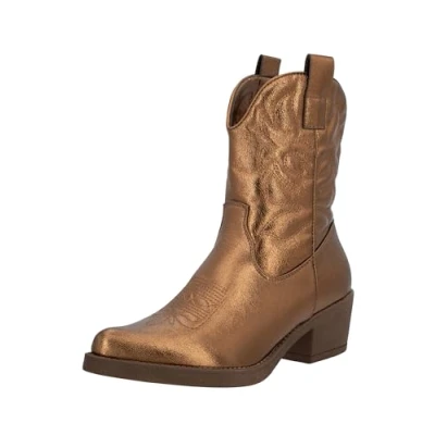 Abbildung von Elara Damen Stiefeletten Cowboy Boots Chunkyrayan DES952P Rosegold PU 40