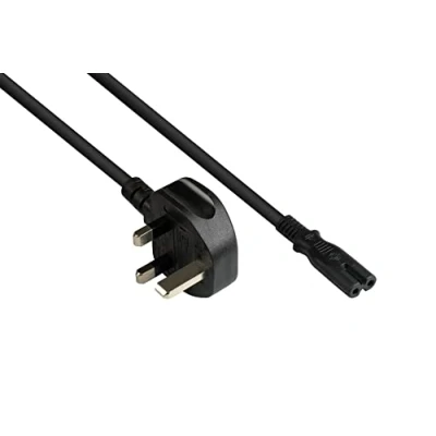 Abbildung von Good Connections P7370 S018 Netzkabel, 1,8 m, Netz Stecker Typ G (BS 1363) an C7/Euro 8 Buchse (gerade), 3A Sicherung, ASTA zertifiziert, 0,75 mm² Schwarz