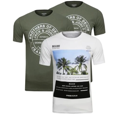 Abbildung von JACK &amp; JONES Herren Several 25 Tee Crew Neck 3pk Mp Noos T Shirt,L