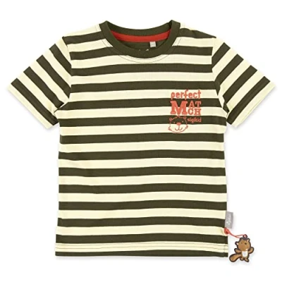 Abbildung von sigikid Perfect Match Tshirt print für Kinder, Größe: 98, Dunkelgrün gestreift