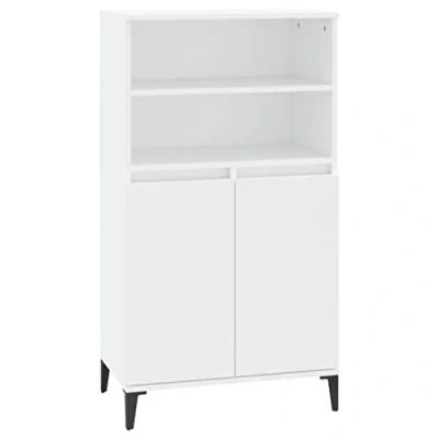 Abbildung von vidaXL Highboard Sideboard Schrank Kommode Anrichte Beistellschrank Mehrzweckschrank Hochschrank Standschrank Weiß 60x36x110cm Holzwerkstoff
