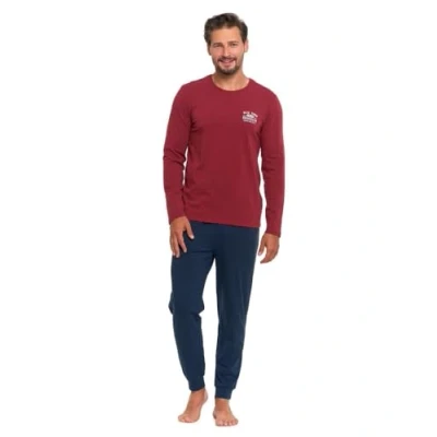 Abbildung von Neti Herren Schlafanzug lang Pyjama Nachtanzug100% Baumwolle M 3XL (DE/NL/SE/PL, Alphanumerisch, XXL, Regular, 4700 001 Rot)