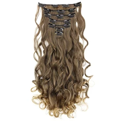 Abbildung von CAISHA XL 45cm CLIP IN EXTENSIONS Klara 7 Teile Set Haarverlängerung Voluminös Gelockt Braun Blond CE23 1