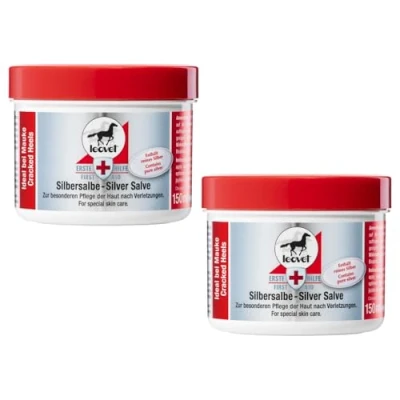 Abbildung von RL24 leovet Silbersalbe Pferdesalbe mit Silber &amp; Zink antiseptischer Pferdebalsam Salbe hochwertigen Pflanzenölen Haut Hufpflege Wundsalbe ideal bei Mauke 2 x 150 ml (2er Set)