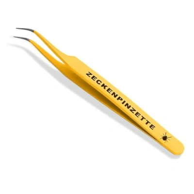 Abbildung von InstrumenteNrw Premium Zeckenpinzette Zeckenzange Edelstahl Zecken Pinzette Hunde Katzen rostfreier Qualitätsstahl (Gelb)