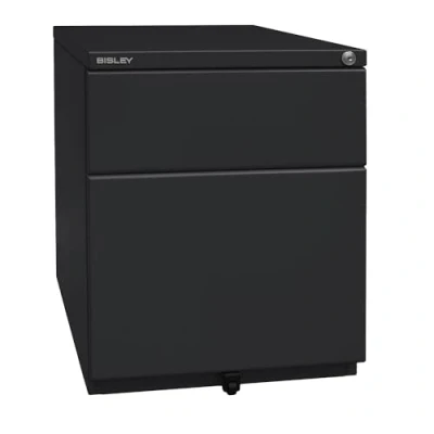 Abbildung von BISLEY Rollcontainer OBA mit 25 mm Top, 1 Universalschublade, HR Schublade, Metall, 633 Schwarz, 56.5 x 42 51.9 cm