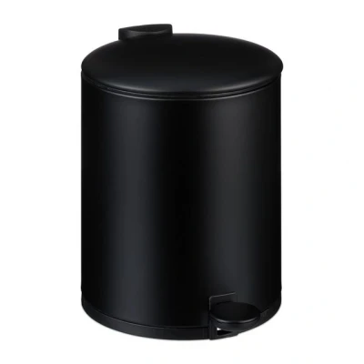 Abbildung von Relaxdays Kosmetikeimer, 5 Liter, Absenkautomatik, entnehmbarer Inneneimer, Metall, Bad Mülleimer mit Deckel, schwarz