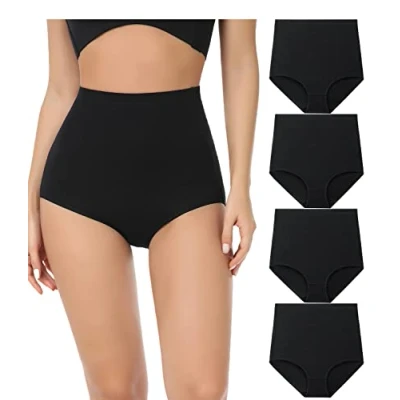 Abbildung von wirarpa Unterhosen Damen Baumwolle Unterwäsche Super Hohe Taille Frauen Slips Schwarz 4er Pack Größe 6XL