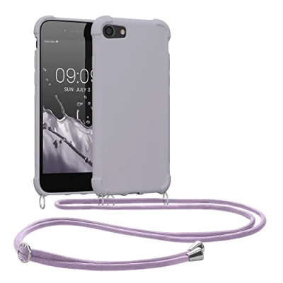 Abbildung von kwmobile Necklace Case kompatibel mit Apple iPhone SE (2022) / (2020) 8 7 Hülle Cover Kordel zum Umhängen Silikon Schutzhülle Purple Cloud