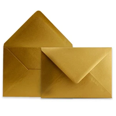 Abbildung von 300 Briefumschläge DIN C6 Gold 11,4 x 16,2 cm Kuverts mit 90 g/m² Nassklebung spitze Klappe Umschläge ohne Fenster Colours 4 you