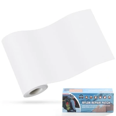 Abbildung von Nylon Selbstklebende Patches, OAZ 1 Rolle 10x160cm Selbstklebender Wasserdichte Reparatur Patch, Flicken Selbstklebend Weiß, für Zelte, Daunenjacke, Schlafsack, Tasche