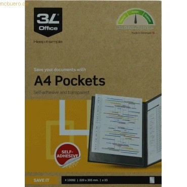 Abbildung von 3L Sichttasche 220x305mm (A4) selbstklebend transparent VE=25 Stück