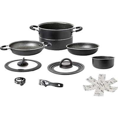 Abbildung von BRUNNER Unisex Erwachsene Camping Zubehör Alu Topfset Pirate Vacublock 9 TLG, Multicolor, Einheitsgröße