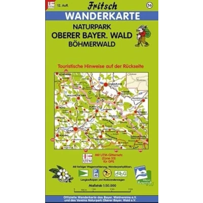 Abbildung von Fritsch Karten, Nr.56, Naturpark Oberer Bayerischer Wald, Böhmerwald: Touristische Hinweise. Mit farbiger Wegemarkierung, Wanderparkplätzen und Langlaufloipen (Fritsch Wanderkarten 1:50000)