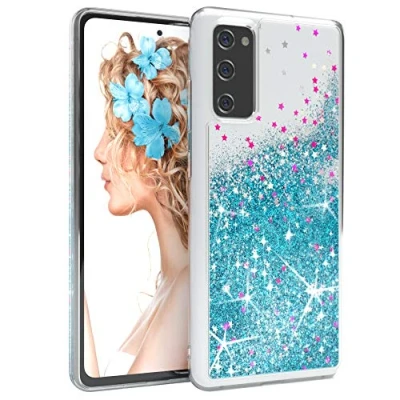 Abbildung von EAZY CASE Hülle kompatibel mit Samsung Galaxy S20 FE / 5G Schutzhülle Flüssig Glitzer, Handyhülle, Schutzhülle, Back Cover Glitter Flüssigkeit, TPU/Silikon, Durchsichtig, Blau