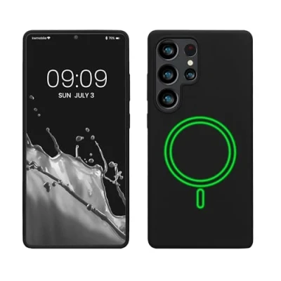 Abbildung von kwmobile Hülle kompatibel mit Samsung Galaxy S25 Ultra magnetisches Silikon Case MagSafe Cover gummiert Schwarz
