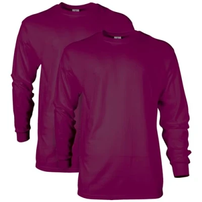 Abbildung von Gildan Unisex Erwachsene Ultra Cotton Long Sleeve, Style G2400, Multipack T Shirt, Kastanienbraun, S (2er Pack)