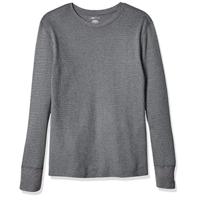 Abbildung von Fruit of the Loom Herren Recyceltes Waffel Thermounterwäsche, Rundhalsausschnitt, 1er und 2er Pack Pyjamaoberteil, Greystone Heather, L