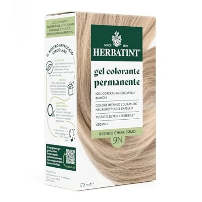 Abbildung von Herbatint Permanente Haarfarbe Gel 9N Hellblond 170 ml Ammoniakfrei, 100% Abdeckung für weißes Haar empfindliche Haut, mit 8 natürlichen Bio Extrakten