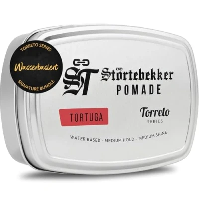 Abbildung von NEU: Störtebekker® Premium Pomade Wasserbasiert Tortuga Herren &#039;Torreto Series&#039; Mittlerer Halt Glanz Haarwachs 125ml Barbershop Haarpomade Haarstyling Made in Germany