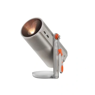 Abbildung von XGIMI MoGo 4 Laser Handy Beamer mit Akku, 550 ISO Lumen, Outdoor Mini Projektor 360 Ständer, 2,5 Std Wiedergabe, Google TV &amp; Netflix, Harman Kardon Sound, inkl. Filter