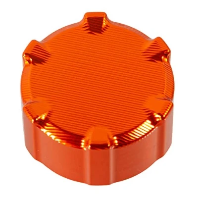 Abbildung von CNC Aluminium Motorrad Hinterradbremsflüssigkeitsbehälterdeckel Bremsölzylinderdeckel für Duke 790 2018 2019 Adventure (Orange)