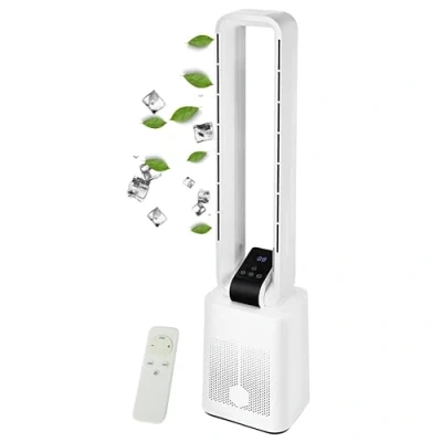 Abbildung von Turmventilator sehr leise Ventilator DC Motor Fernbedienung Oszillierend LED Display 3 Modi 12 Stufen Tower Säulenventilator Standventilator Luftkühler 15h Timer Fan (Granada White)