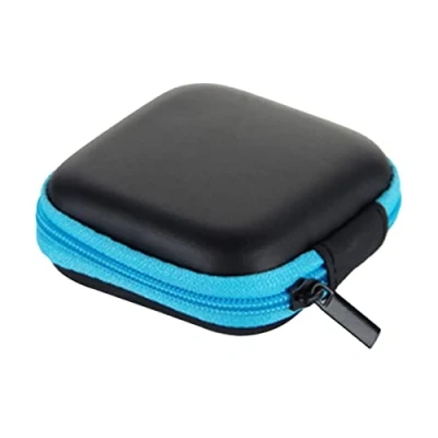 Abbildung von Universal Tasche für In Ear Kopfhörer mit Netzfach Mini Hülle Schutzhülle stoßfeste Schutztasche Aufbewahrung Etui Earphone Cover Eva Hardcase (Blau)