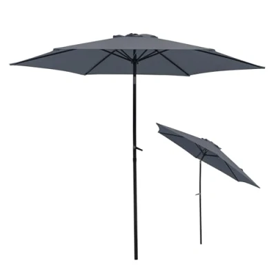 Abbildung von Thanaddo Sonnenschirm Ø300 cm, Sonnenschutz UPF 50+ Strandschirm, beidseitig um 30 knickbar, windfest stabil Gartenschirm für Balkon, Garten, Terrasse, Strand, Outdoor, ohne Ständer (Dark grau)