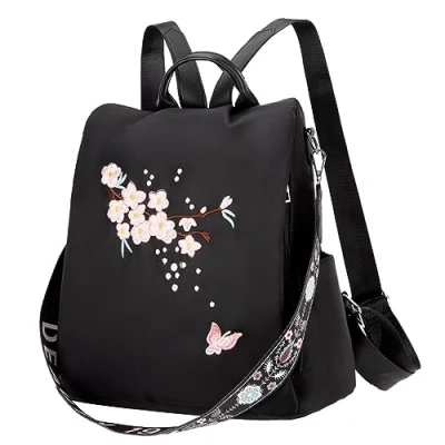 Abbildung von Eshow Rucksack Damen klein, Anti Diebstahl Tasche, Minirusack für Mädchen Und Fraun, Cityrucksack Modern Elegant zur Schule Arbeit Reise, Schwarz, Große Kapazität