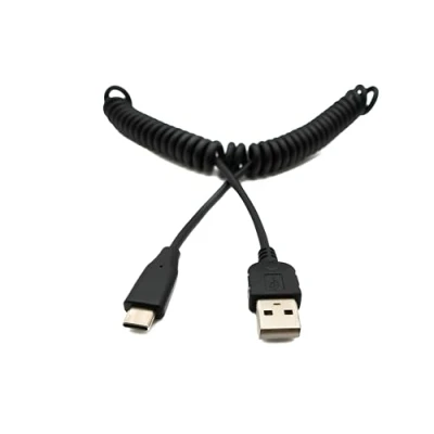 Abbildung von System S USB Type C 3.1 zu 2.0 Spiralkabel Datenkabel Ladekabel Adapter Kabel 50 cm 100 schwarz