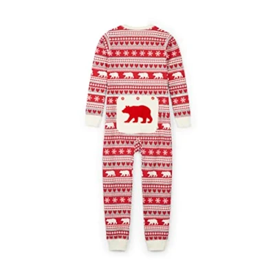 Abbildung von Hatley Unisex Kinder Fair Isle Bear &amp; Moose Family Union Suits Strampelanzug, Rot (Kid&#039;s Suit 600), XX Large (Herstellergröße: 12 Jahre) EU
