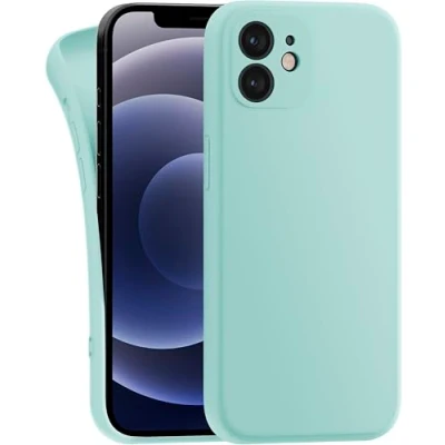 Abbildung von MyGadget Hülle Kompatibel mit iPhone 12 robuste Silikon Schutzhülle TPU Case Slim Silikonhülle Back Cover Kratzfest Handyhülle Matt Mint