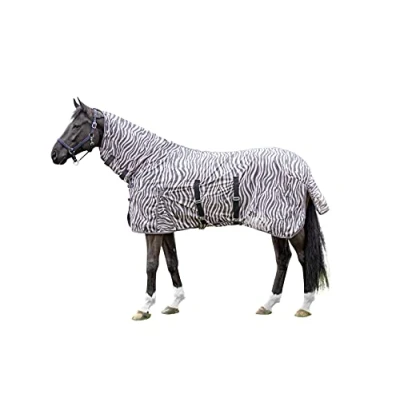 Abbildung von HKM Fliegendecke Zebra mit Halsteil Rosa/Grau 145/195