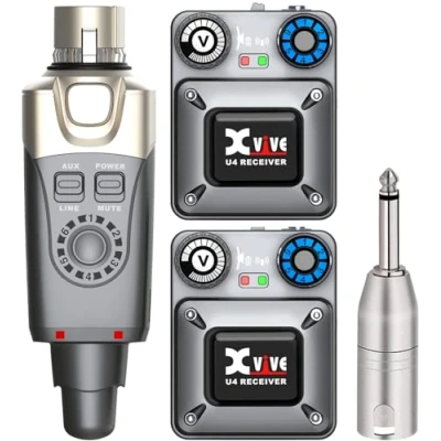Abbildung von Xvive U4R2 Drahtloses In Ear Monitor System 1 Sender und 2 Beltpack Empfänger Persönliches IEM für Studio, Bandprobe, Live Auftritt, Kameraaufnahmen