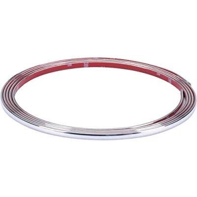 Abbildung von Sunstop selbstklebende Chrom Zierleiste mit 3M Klebeband Zuschneidbar Witterungsbeständig Hochflexibel (7mm x 300cm / 3m)