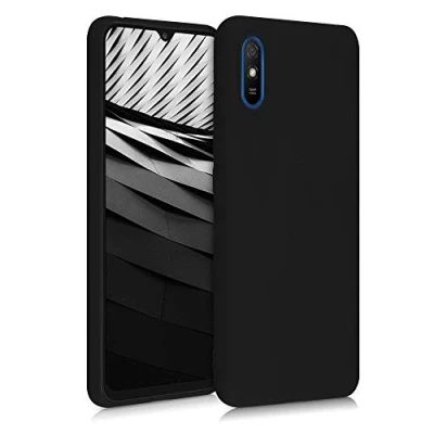 Abbildung von kwmobile Hülle kompatibel mit Xiaomi Redmi 9A / 9AT weiches TPU Silikon Case Cover geeignet für kabelloses Laden Schwarz matt