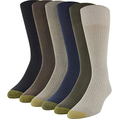 Abbildung von Gold Toe Herren Stanton Crew Socks, 6 Pairs Klassische Socken, Khaki/Loden (6 Paar), L EU