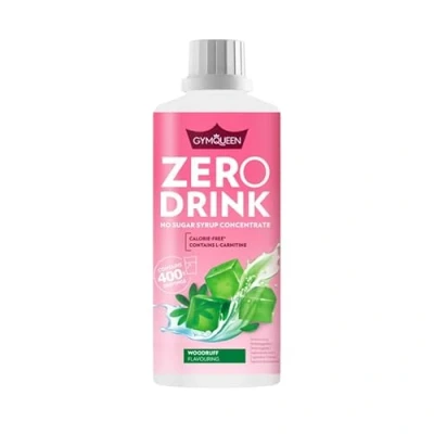 Abbildung von GymQueen Zero Drink Waldmeister 1000ml, kalorienarmes und zuckerfreies Getränkekonzentrat 1:80, angereichert mit B Vitaminen für deinen Stoffwechsel L Carnitin, Getränke Sirup wenig Kalorien