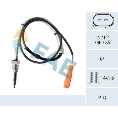 Abbildung von FAE 68005 Sensor, Abgastemperatur nach Rußpartikelfilter VOLKSWAGEN: Tiguan I, Golf 5 Schrägheck, Plus / Crossgolf, AUDI: A3 Schrägheck