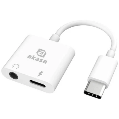 Abbildung von Akasa USB C® Audio Adapter (USB auf Kopfhörer 3.5 mm Adapter, mit Ladebuchse