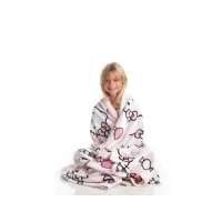Abbildung von Kanguru Hello Kitty Tagesdecke, Pinke, weiche Decke 130x170cm, Mikrofaser tagesdecke bettüberwurf oder Sofa. Qualität mit Ökotex Prüfzertifikat, Sanrio