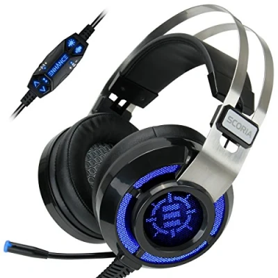 Abbildung von ENHANCE Scoria Headset mit Mikrofon 7.1 Surround Sound Gaming Headset, Bassvibration, Einstellbarer LED Beleuchtung, Lautstärkeregelung und Einziehbarem PS5, PS4, PC