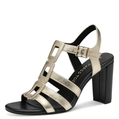 Abbildung von Marco Tozzi High Heel Sandalette, Damen, Größe: 38, Black/gold Schuhe