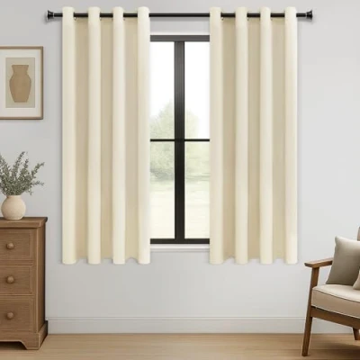 Abbildung von MRTREES Vorhang Blickdicht Gardinen Thermovorhang mit Ösen Verdunklungsvorhang Ösenschal Vorhänge Modern 167x117cm(HxB) Beige Creme 2er Set für Hotels Büros Wohnzimmer Schlafzimmer Kinderzimmer